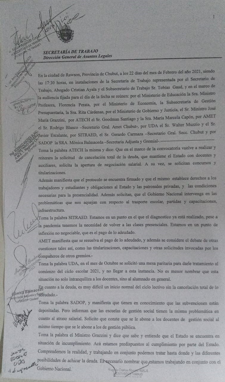 #CHUBUT | POSIBLE ACUERDO SALARIAL&nbsp;DOCENTE