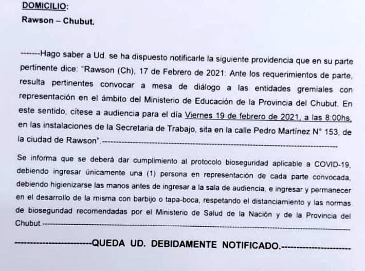 chubut | el gobierno convocó a los gremios de&nbsp;educación