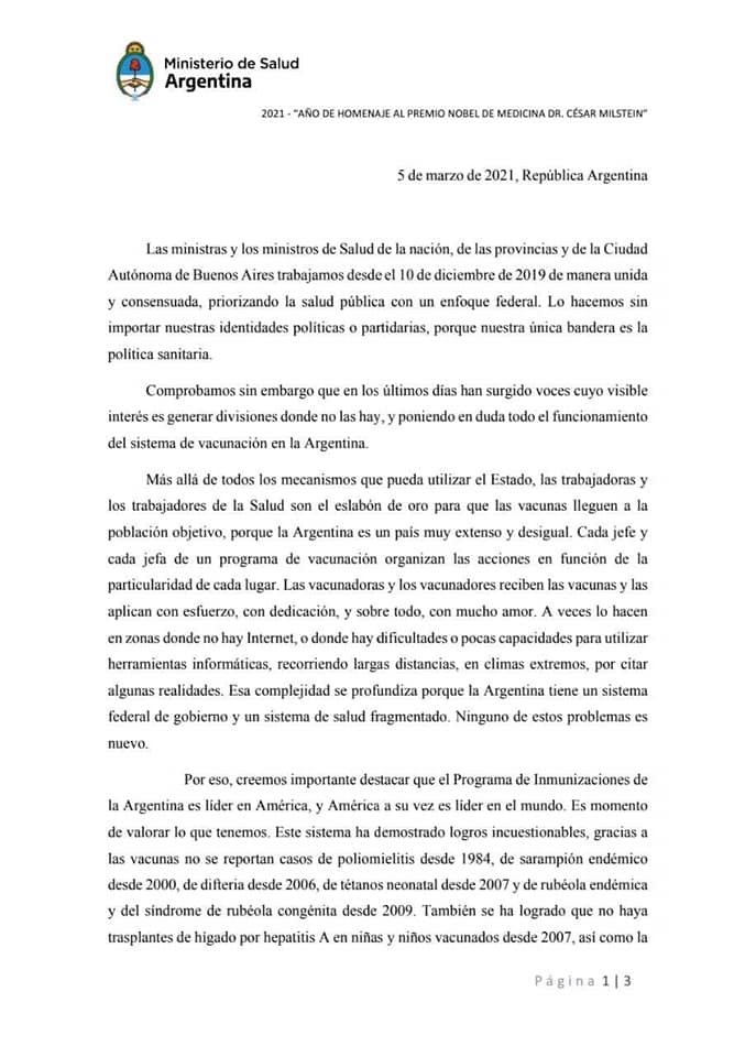 La provincia adhirió al Pronunciamiento de las autoridades sanitarias del país sobre la campaña de vacunación contra&nbsp;COVID-19