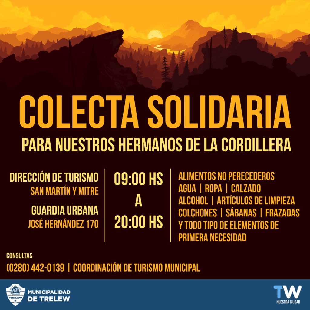 #TRELEW | La Municipalidad recibe donaciones para la&nbsp;cordillera