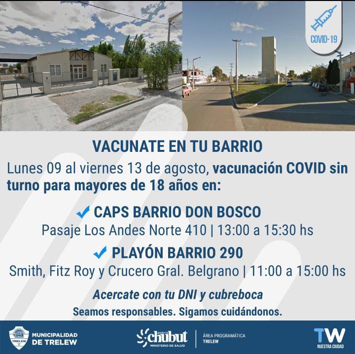 TRELEW | Avanza el programa «Vacunate en tu&nbsp;barrio»
