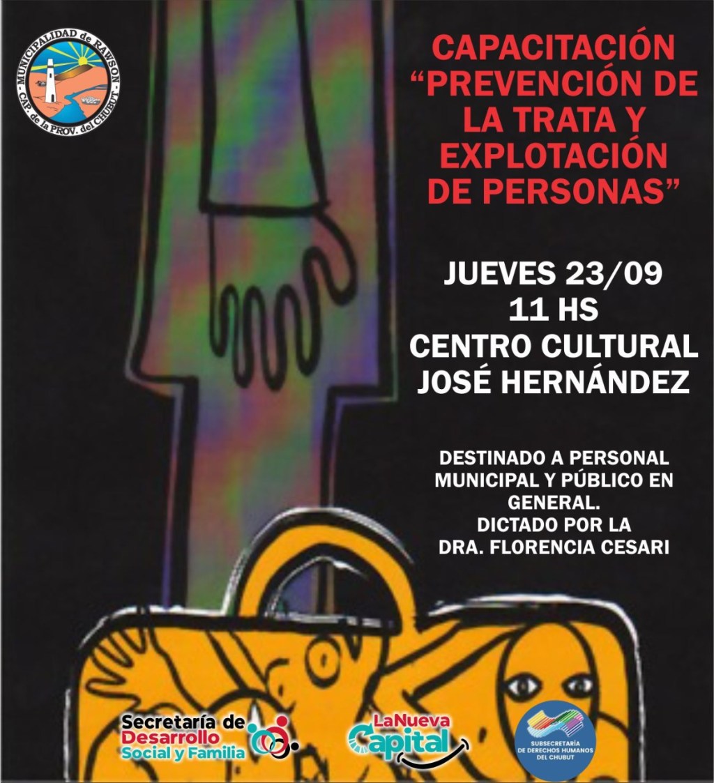 #RAWSON | CAPACITACIÓN EN PREVENCIÓN DE LA TRATA Y EXPLOTACIÓN DE&nbsp;PERSONAS