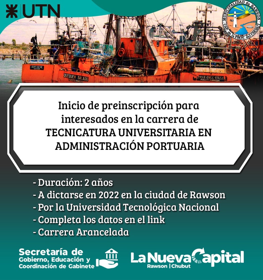#DATO | PREINSCRIPCIÓN PARA LA TECNICATURA EN ADMINISTRACIÓN&nbsp;PORTUARIA
