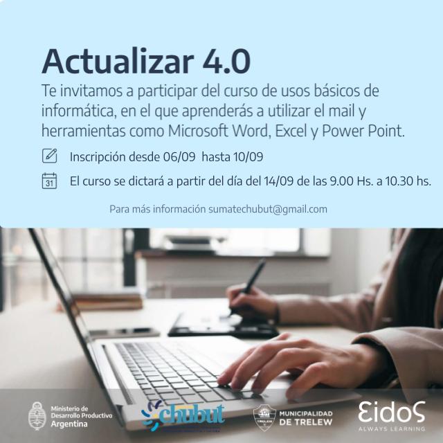 #TRELEW | CURSO INFORMATICO PARA GENTE EN BUSQUEDA DE&nbsp;TRABAJO