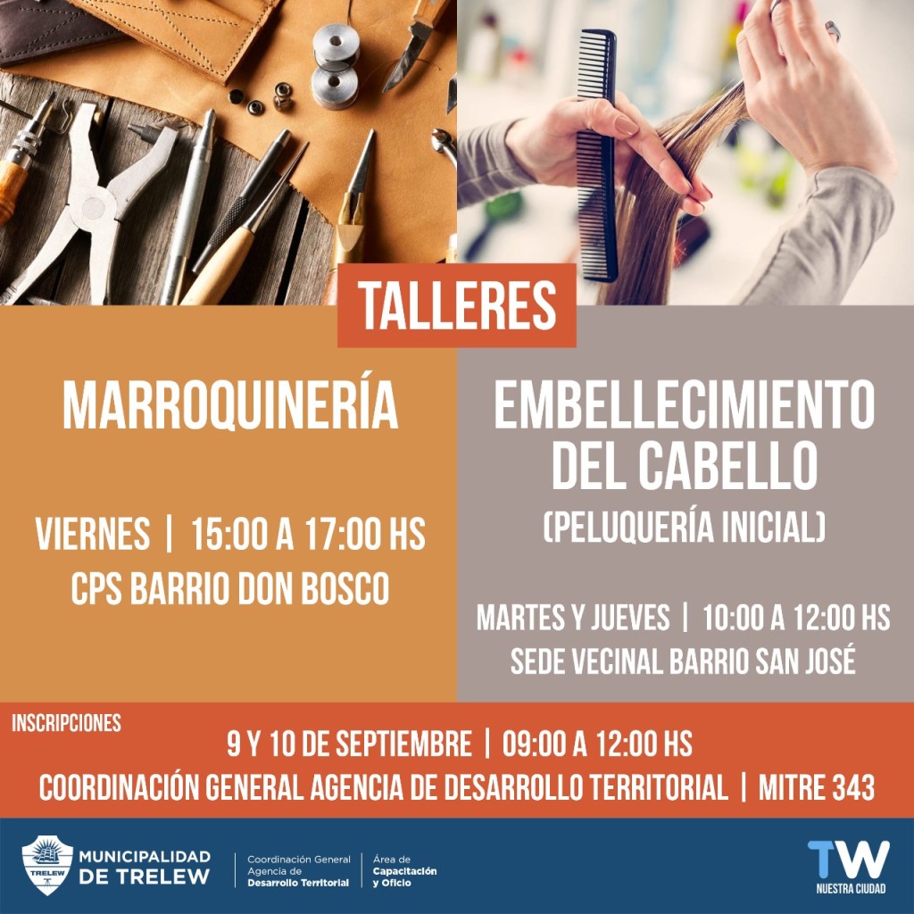 #DATO | OFERTA DE TALLERES DE OFICIOS PARA APRENDER GRATIS EN&nbsp;TRELEW