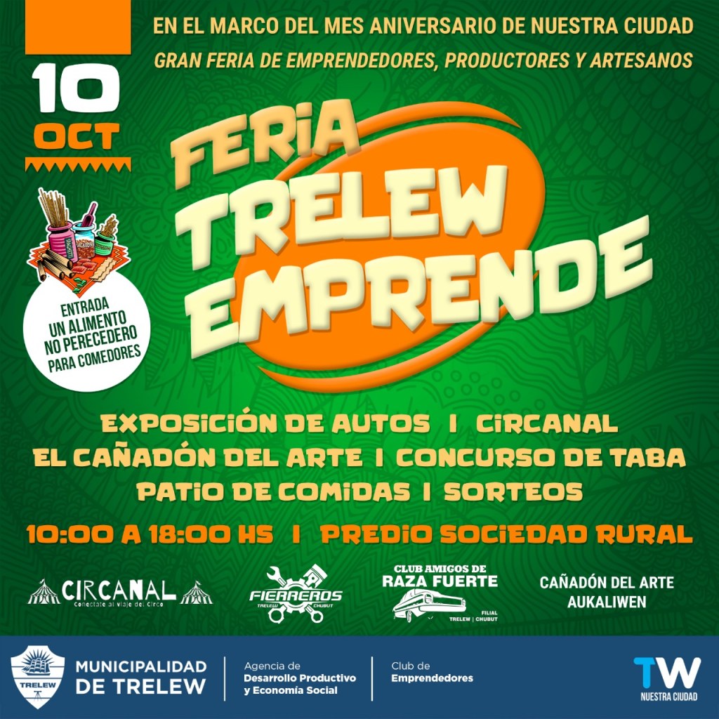 #DATO | «TRELEW EMPRENDE» SERÁ UNA GRAN FERIA ESTE&nbsp;DOMINGO