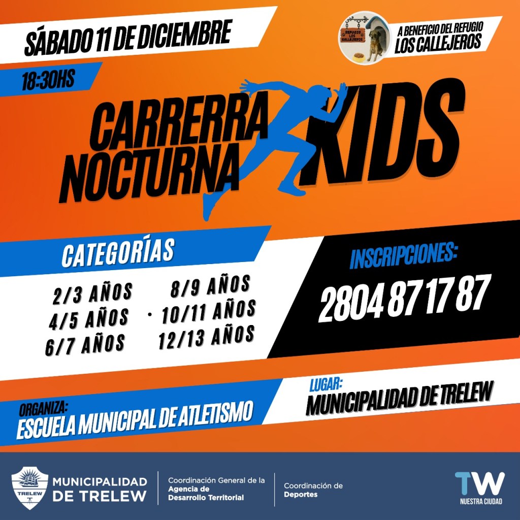 #TRELEW | CARRERA NOCTURNA PARA NIÑAS Y&nbsp;NIÑOS