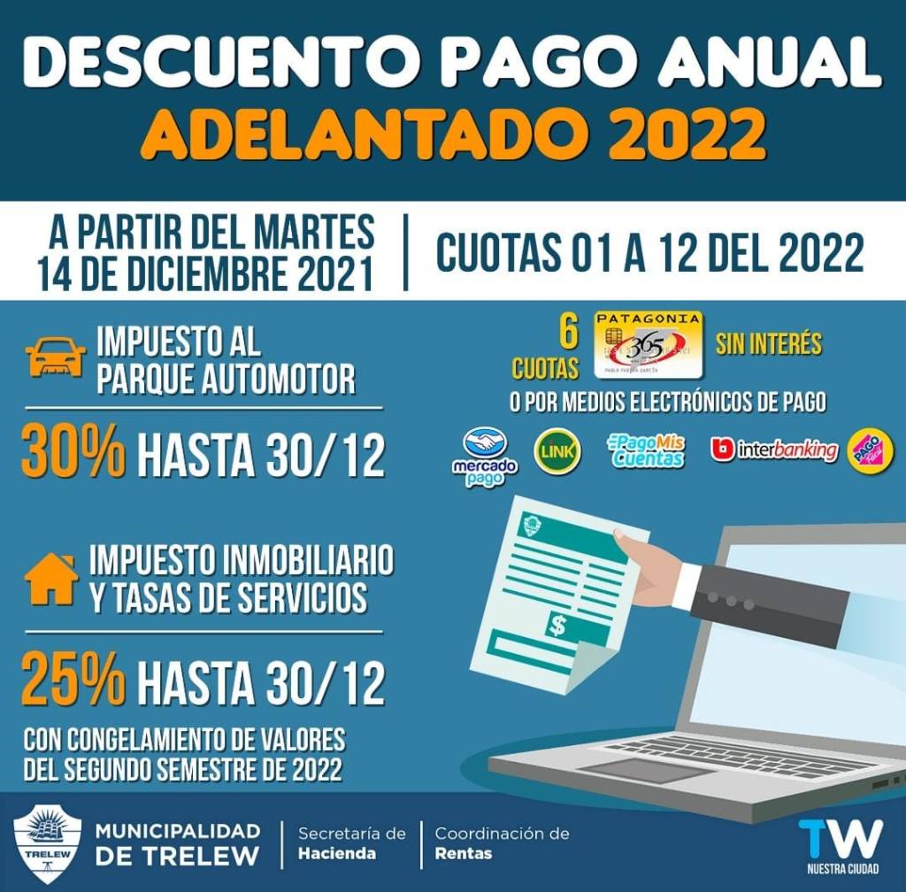 #TRELEW | DESDE MAÑANA SE PUEDE HACER EL PAGO ADELANTADO DE&nbsp;IMPUESTOS