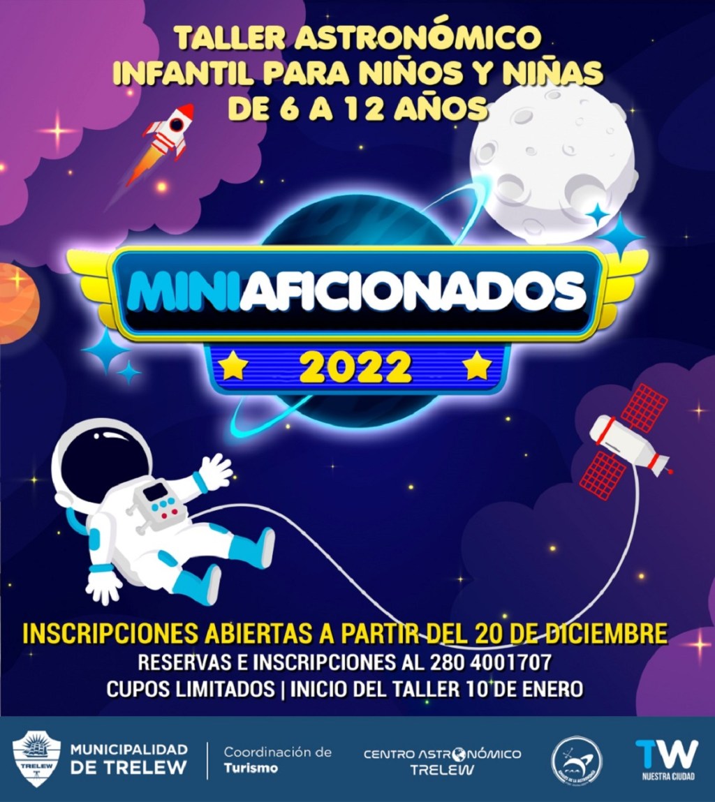 #DATO | Inscripciones para el taller astronómico infantil en&nbsp;Trelew