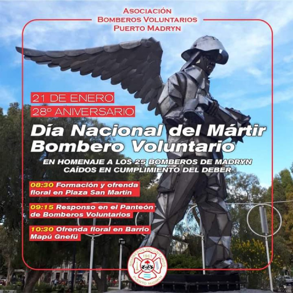#HOMENAJE | SE CONMEMORARÁ EN MADRYN EL DÍA NACIONAL DEL MÁRTIR BOMBERO&nbsp;VOLUNTARIO