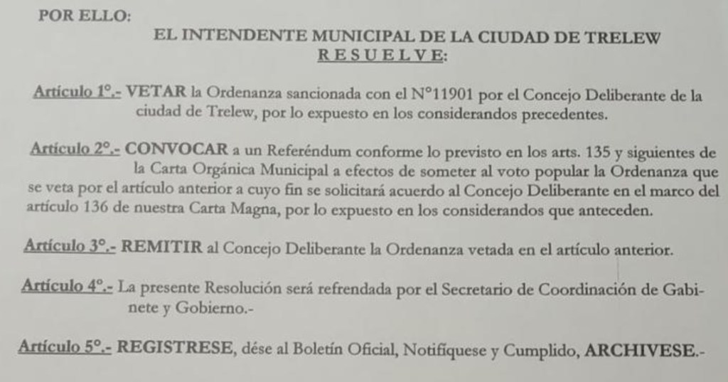 #TRELEW | VETARON LA ORDENANZA SOBRE LA CALLE ROCA Y LLAMARÁN A&nbsp;REFERENDUM