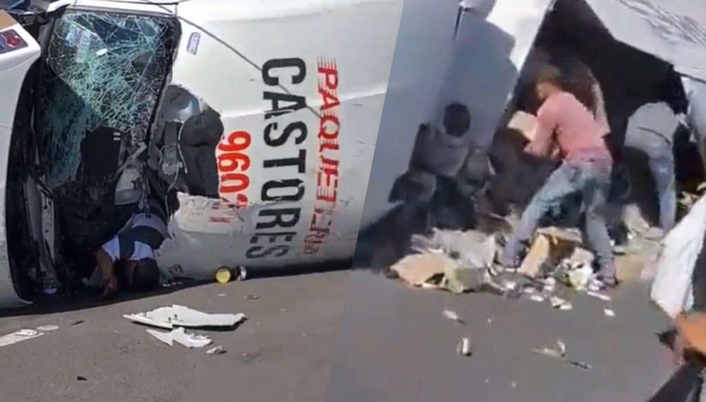 #ESPANTOSO | SAQUEARON UN CAMIÓN VOLCADO MIENTRAS EL CHOFER&nbsp;AGONIZABA