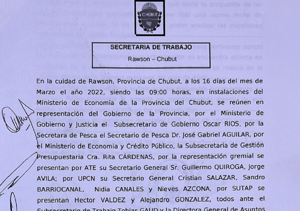 #CHUBUT | Trabajadores de la Secretaría de Pesca acordaron aumento&nbsp;salarial