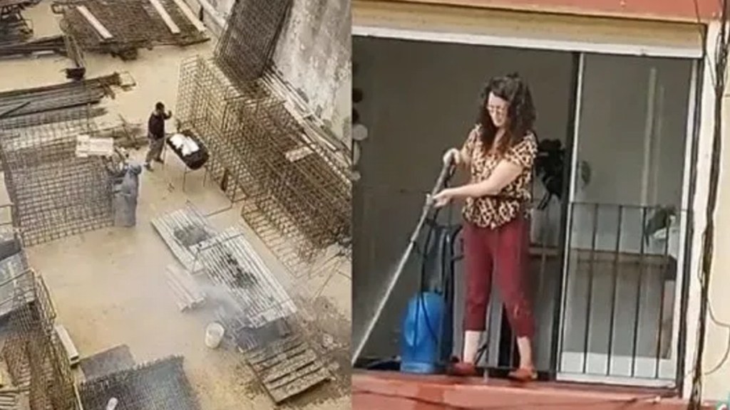 #VIRAL | HACÍAN UN ASADO EN UNA OBRA Y UNA VECINA SE LOS APAGÓ CON UNA&nbsp;HIDROLAVADORA