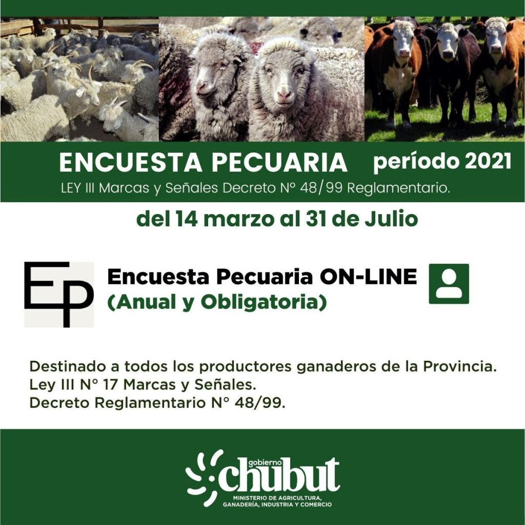 #CHUBUT | Se recuerda al sector agropecuario completar la Encuesta Pecuaria&nbsp;2022