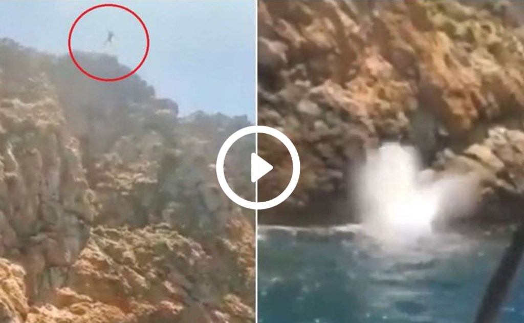 Video: Saltó de un acantilado, se golpeó con las rocas y murió ahogado mientras su novia lo&nbsp;filmaba
