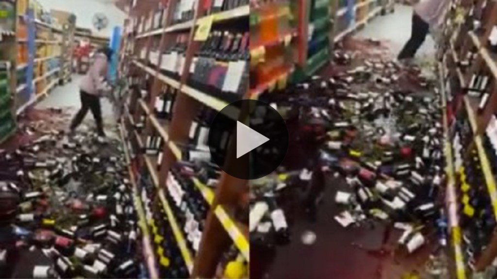 Video: la despidieron del trabajo y en un ataque de furia destrozó una góndola de&nbsp;vinos