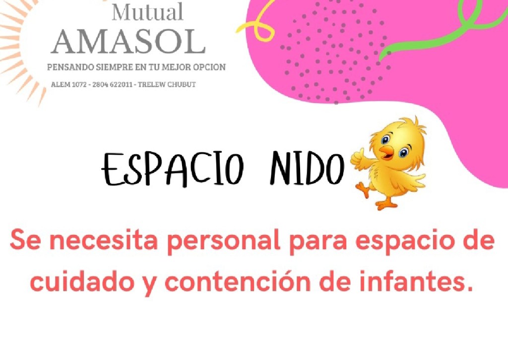 Espacio Nido busca personal cuidado y contención de&nbsp;infantes