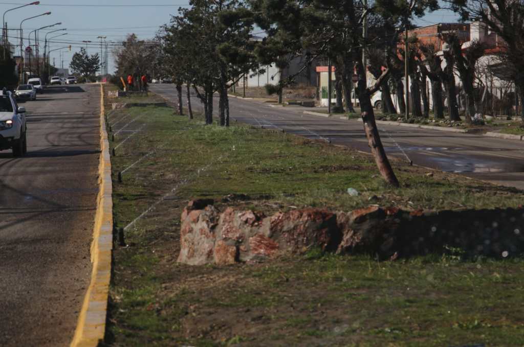 Rawson habilitó el riego por aspersión automática en la Av.&nbsp;Libertad
