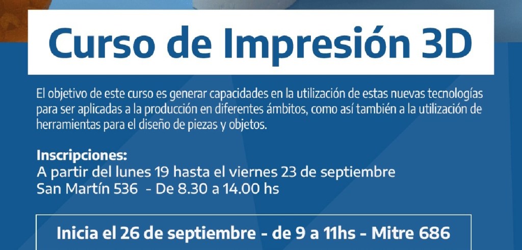 Trelew ofrece una capacitación en Impresiones&nbsp;3D