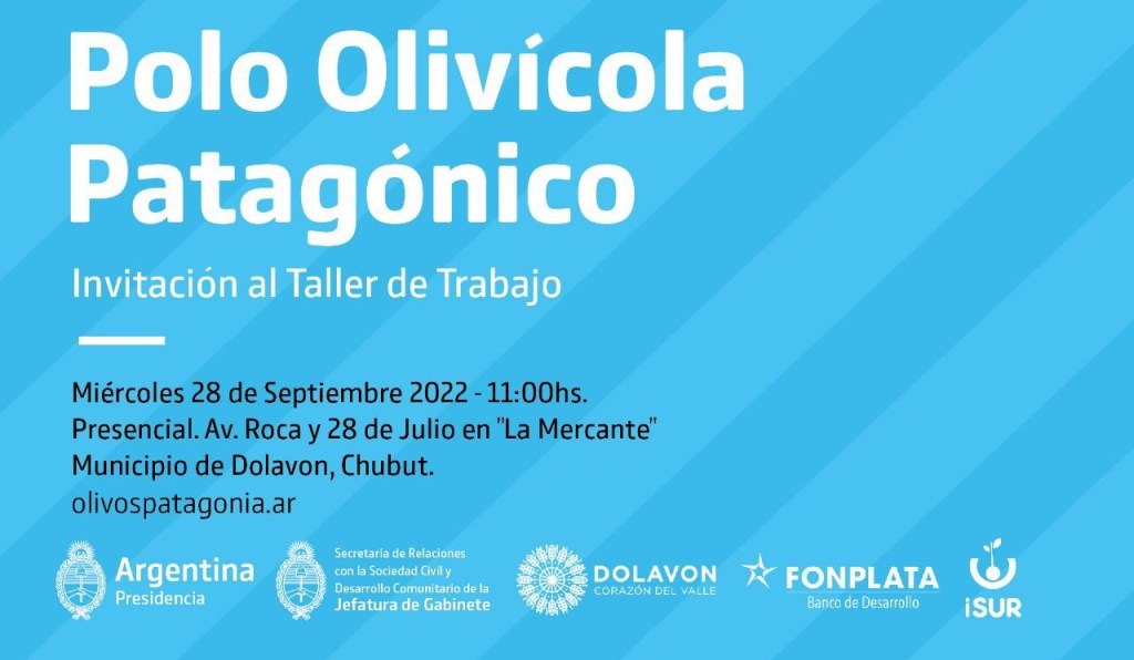 Dolavon será sede del “Taller de Trabajo del Proyecto Polo Olivícola Patagónico” del Gobierno&nbsp;Nacional