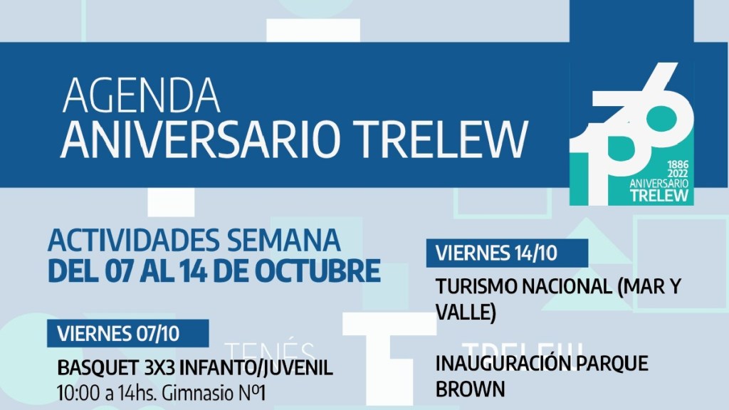 Conocé toda la agenda de actividades e inauguraciones por aniversario de&nbsp;Trelew