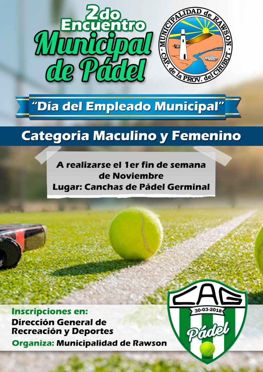Se realizará el segundo Encuentro Municipal de Pádel en Rawson 