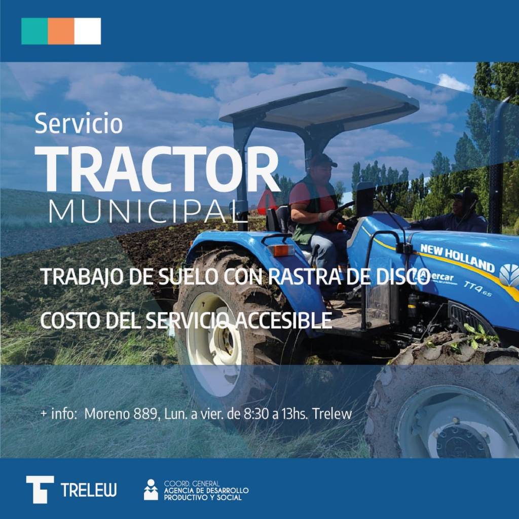 Trelew ofrece el servicio de maquinaria agrícola a pequeños&nbsp;productores