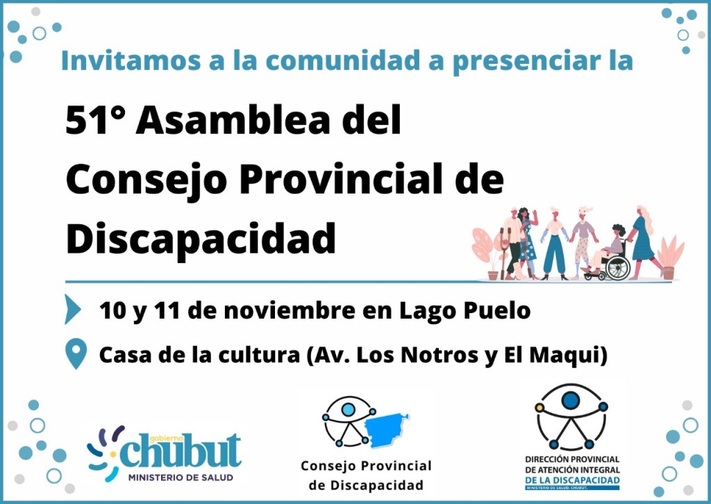 Salud realizará en Lago Puelo la 51° Asamblea del Consejo Provincial de&nbsp;Discapacidad