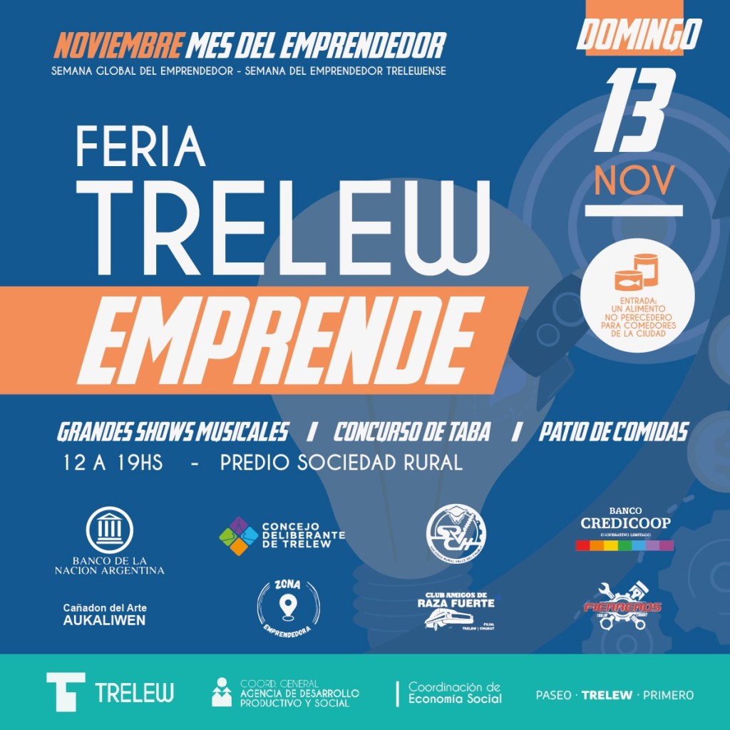 Por pronóstico de lluvia se reprograma la Feria «Trelew&nbsp;Emprende»