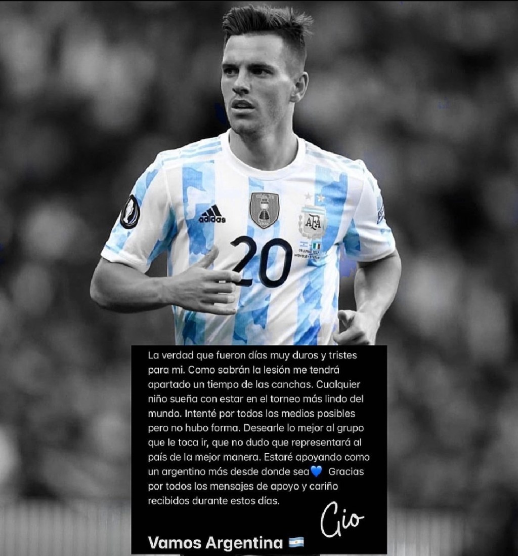 El emotivo mensaje de Lo Celso tras perderse el&nbsp;Mundial