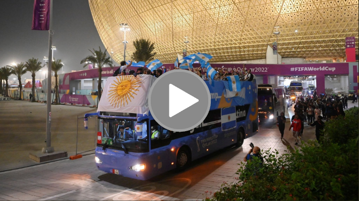 Argentina paseó con la Copa del Mundo por el boulevard&nbsp;Lusail