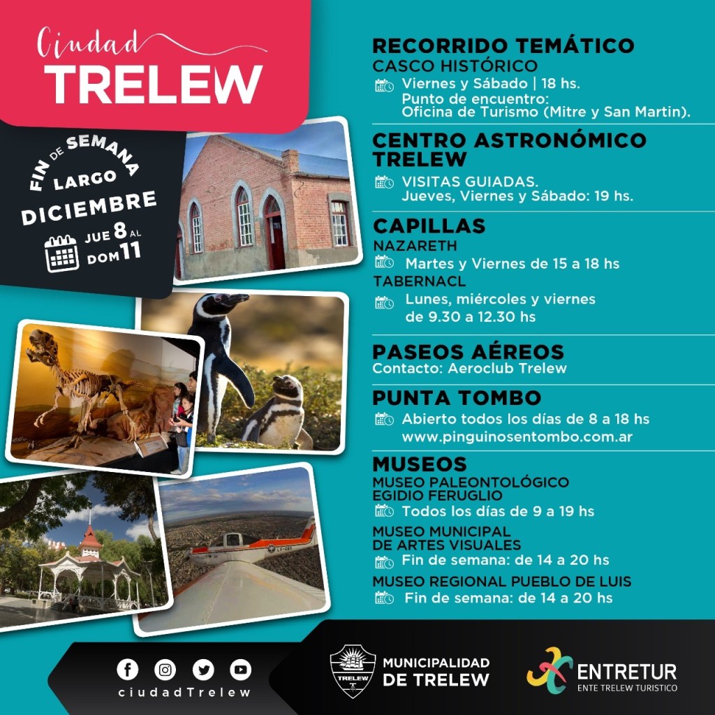 Mirá las propuestas turísticas para el fin de semana largo en&nbsp;Trelew