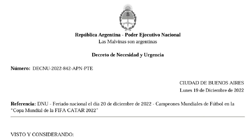 Oficial: El Gobierno decretó feriado nacional para mañana por los festejos de la&nbsp;selección