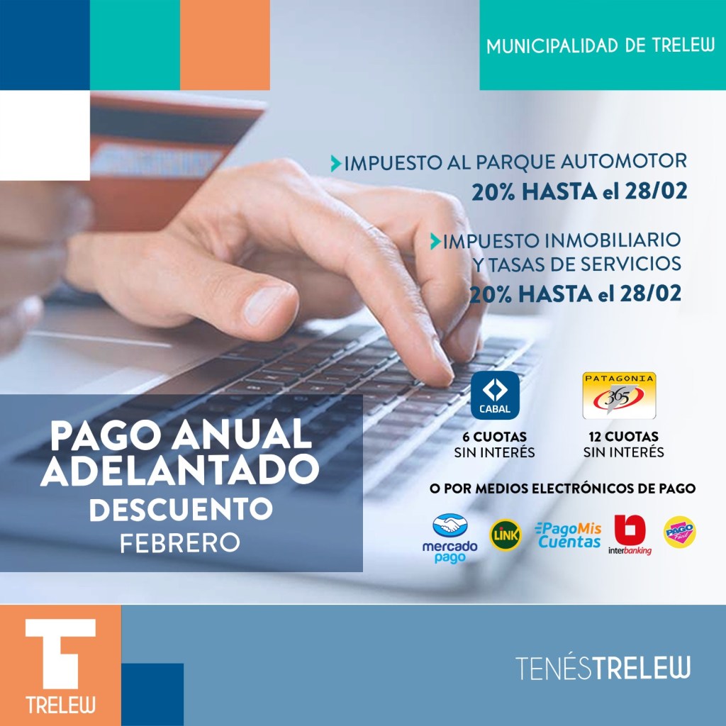 Trelew continúa con los descuentos por pago anual&nbsp;adelantado