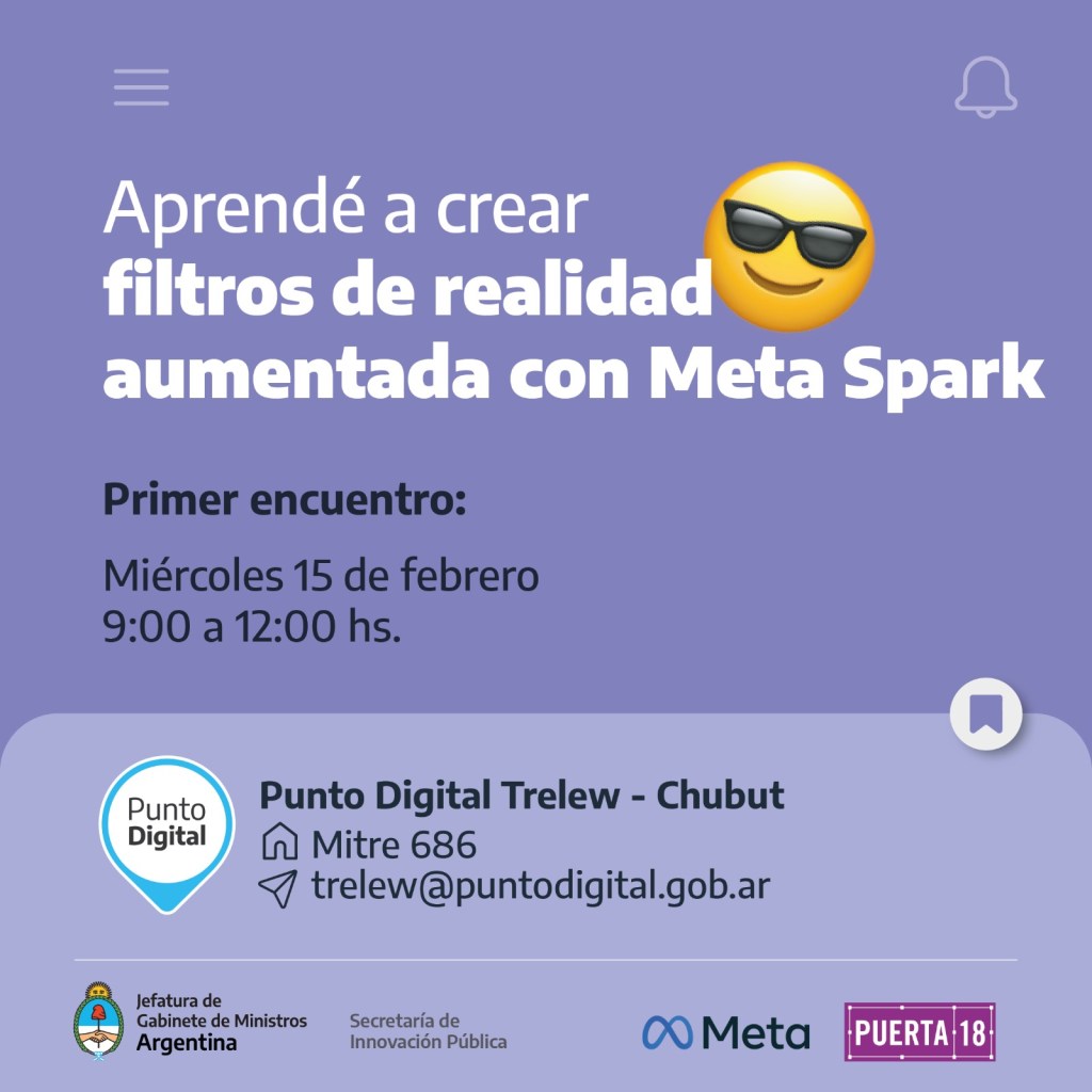 Dato : Curso de Realidad Aumentada en el Punto Digital&nbsp;Trelew