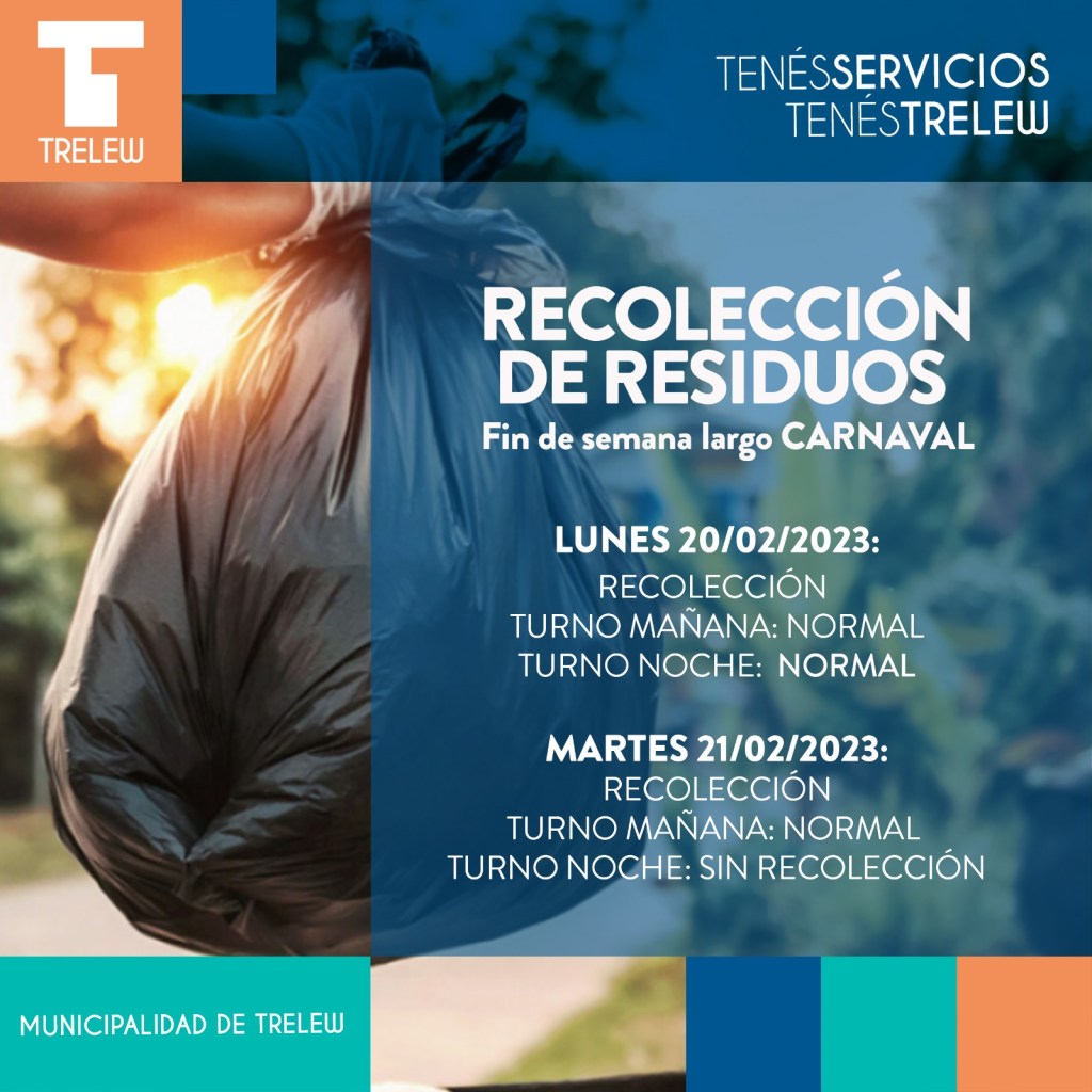 Trelew | Cronograma de recolección de residuos durante el fin de semana&nbsp;largo
