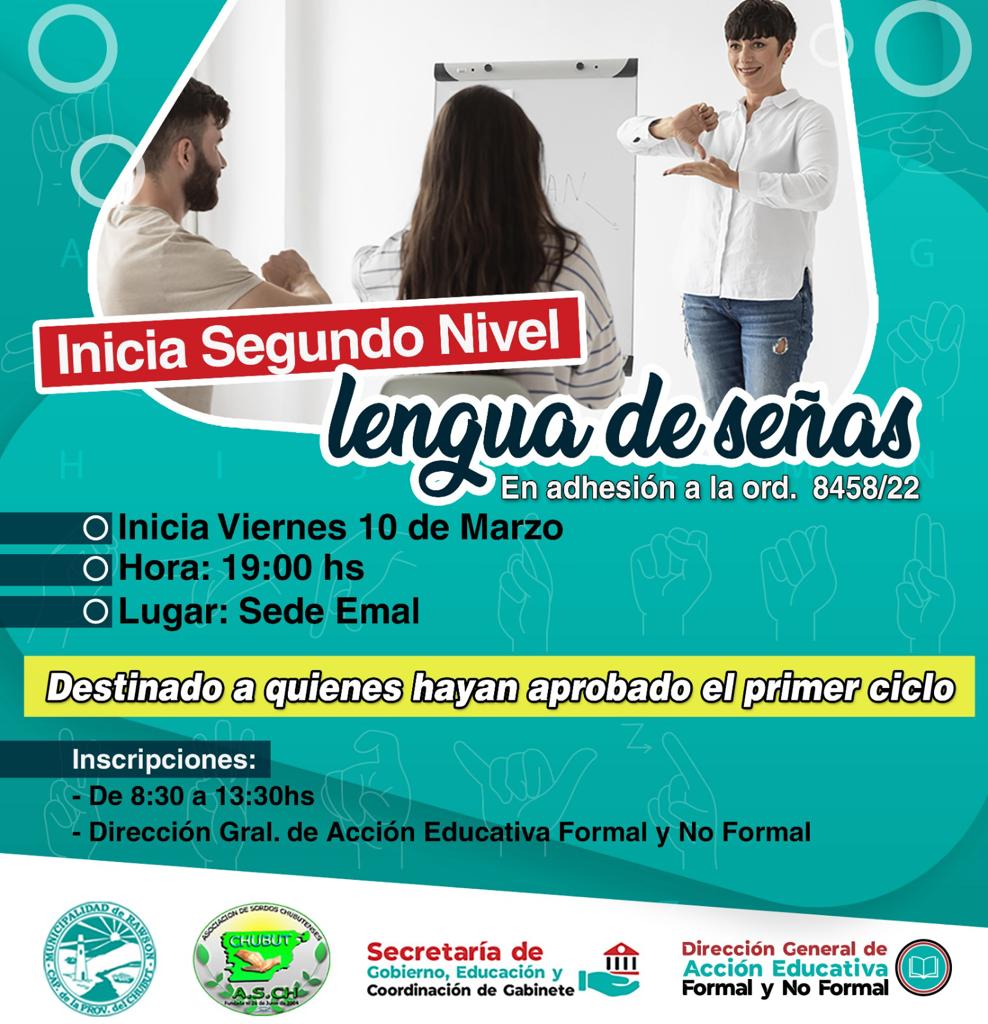 Comienza el 10 de marzo el segundo ciclo del Taller de Lengua de Señas en&nbsp;Rawson