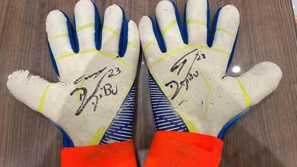 Posponen la subasta de los guantes del «Dibu» Martínez a beneficio del&nbsp;Garrahan