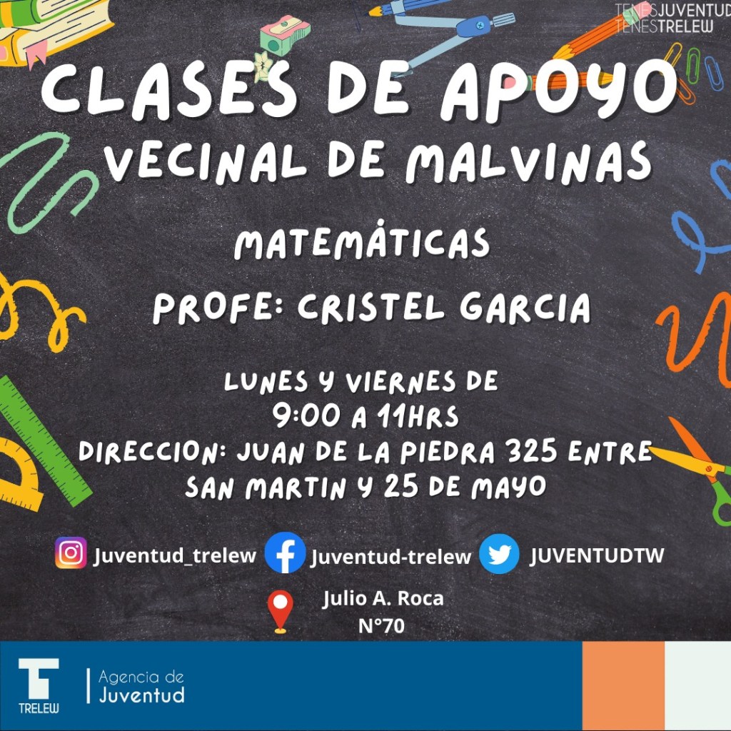 El Municipio de Trelew amplia la oferta de clases de apoyo escolar&nbsp;gratuitas