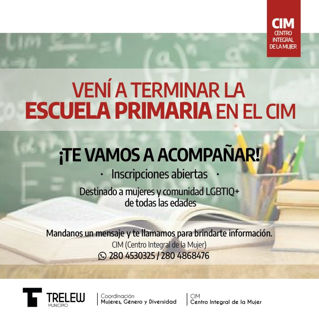El Centro Integral de la Mujer de Trelew brinda la oportunidad de terminar la escuela&nbsp;primaria