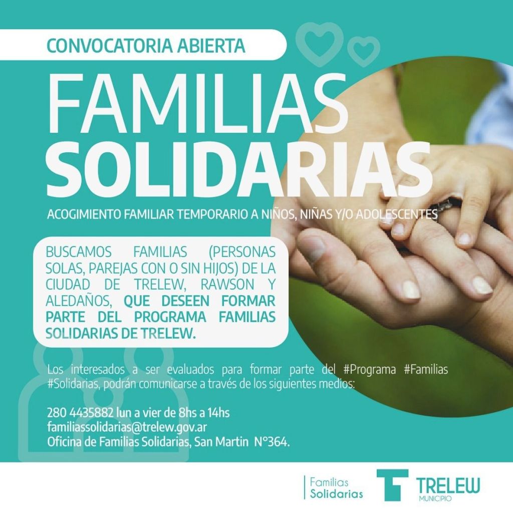 Trelew: El programa Familias Solidarias renueva la&nbsp;convocatoria