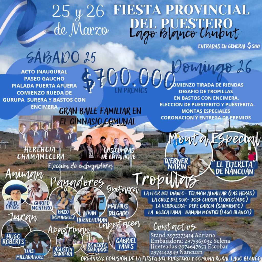 Se celebra este fin de semana la 16° Fiesta Provincial del Puestero en Lago&nbsp;Blanco
