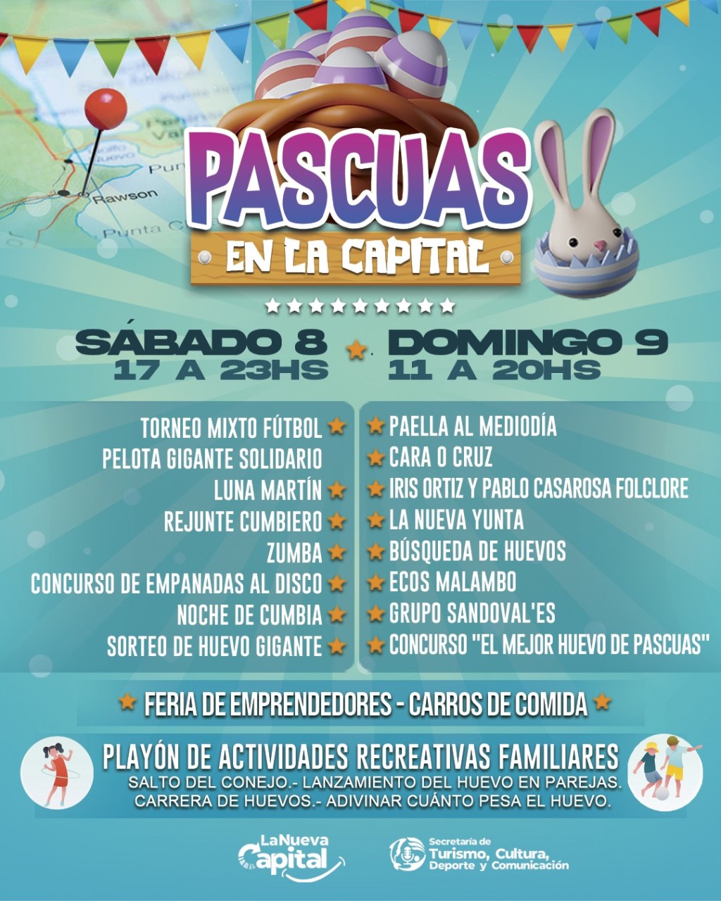 Rawson celebra las Pascuas con feria, paella popular, espectáculos y un concurso de&nbsp;empanadas