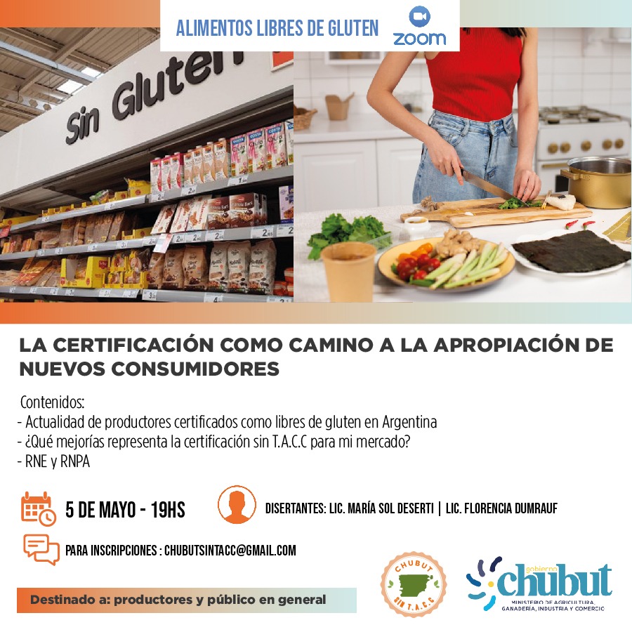 Provincia convoca a participar de un taller online gratuito sobre certificación de alimentos libres de&nbsp;gluten