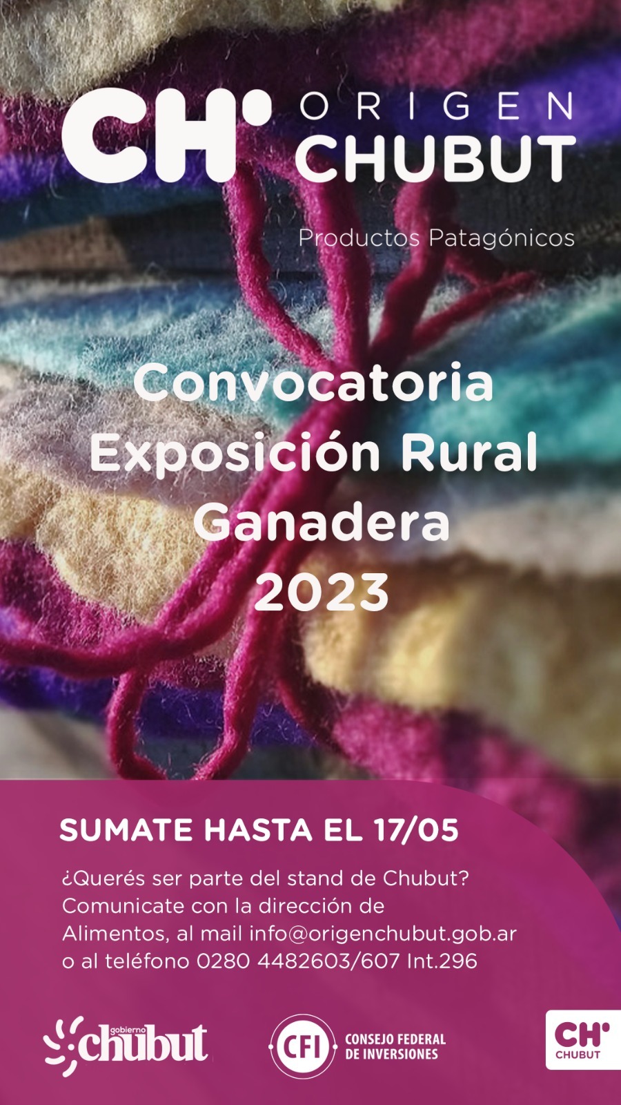 El Gobierno del Chubut convoca a productores para participar de la 135° Exposición Rural en Ciudad Autónoma de Buenos&nbsp;Aires