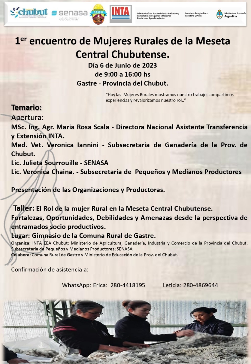 El Gobierno del Chubut convoca al Primer Encuentro de Mujeres Rurales de la Meseta&nbsp;Central