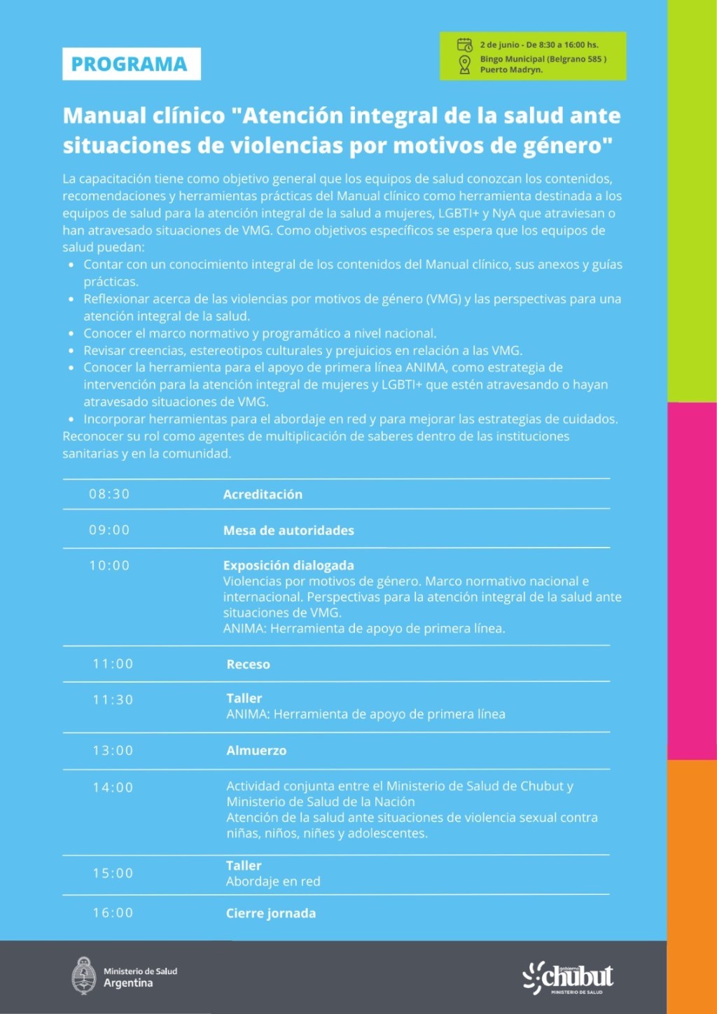 Provincia realiza este viernes en Puerto Madryn una Capacitación en Atención Integral ante Situaciones de Violencias de&nbsp;Género