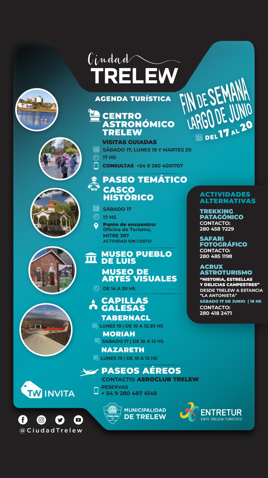 Variada agenda turística y recreativa para este fin de semana en&nbsp;Trelew