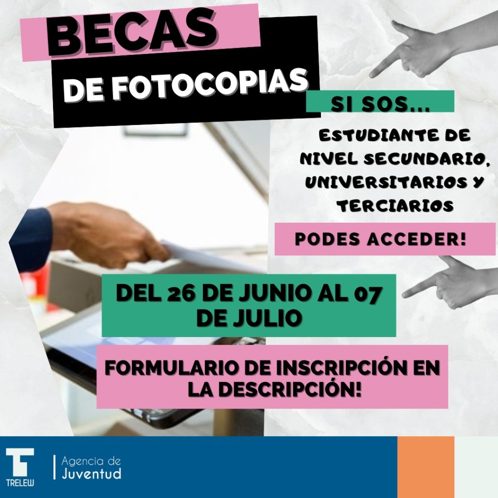 El municipio de Trelew convoca a una segunda inscripción de becas para estudiantes